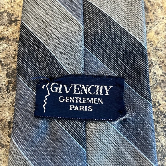 Givenchy VINTAGE Gentlemen Paris Striped Imported Necktie Blue Gray Men Classic - Picture 4 of 8